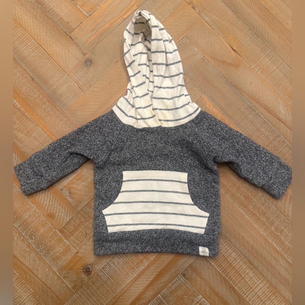 Lulu & Roo Charcoal and Cream Striped infant Hoodie 0-3 months